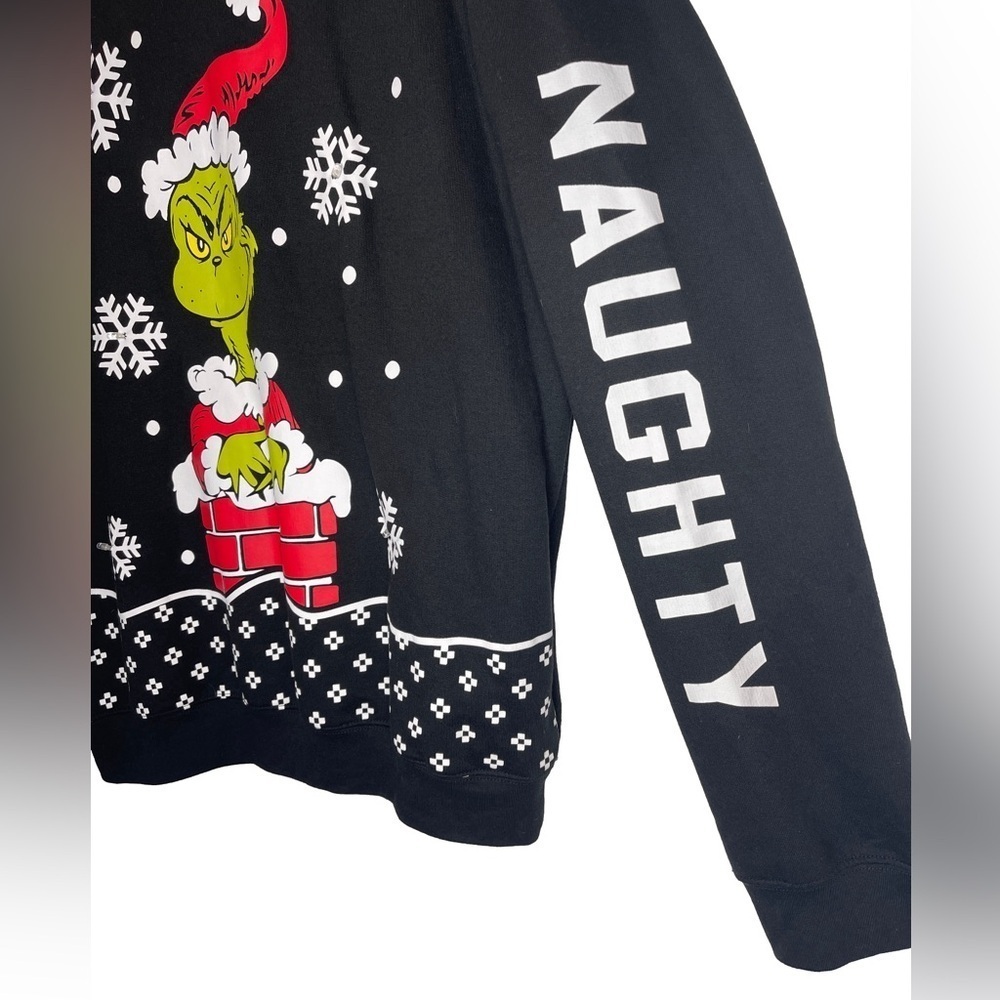 Dr. Seuss The Grinch Snowflake Chimney Naughty Light Up Christmas Sweater XL Jr - Picture 5 of 7